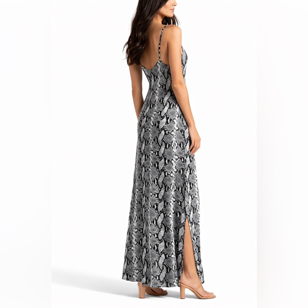 BuddyLove Snake Print Maxi Slip Dress Lined Side Slits Adjustable Straps Small - Picture 12 of 12